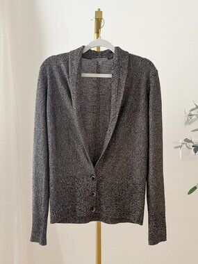 Classiques Entier Cardigan | Black Tan Marled Wool Blend V-Neck